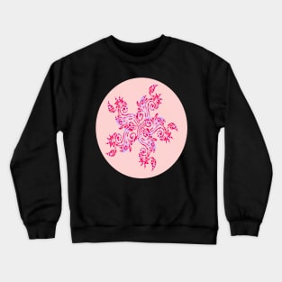 Red Floral Decoration Abstract Silhouette Art Crewneck Sweatshirt